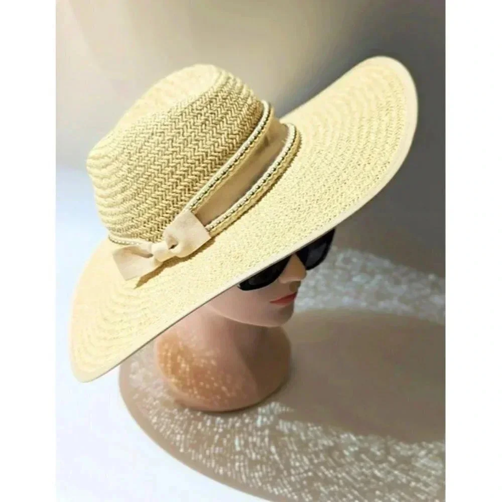 BTB Los Angeles Women's Cassie Rope Studded Hat in Natural Size L (MSRP $138)